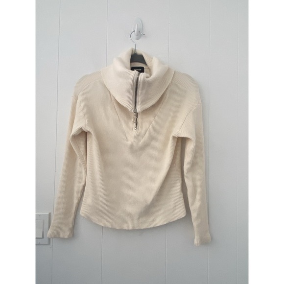 Monrow Soft Knit Rib Half Zip Collar Sweater Sz Small $174 - Picture 2 of 6